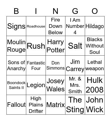 KC'S VIDEO BINGO Card