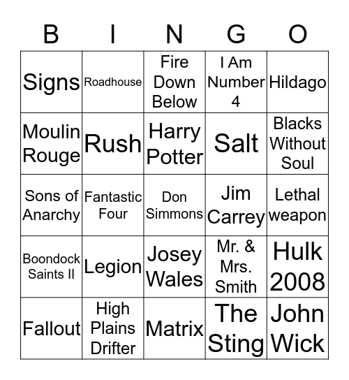 KC'S VIDEO BINGO Card