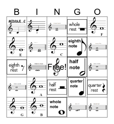 Music Level B Bingo Card