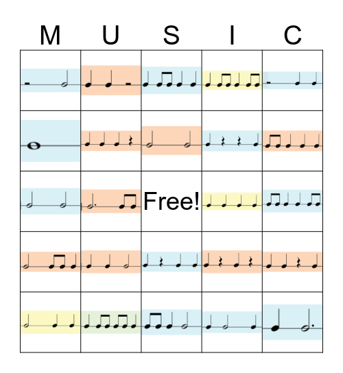 Rhythm Bingo Card