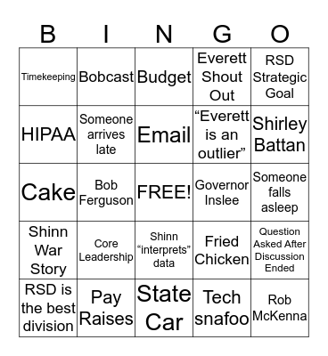 RSD ALL STAFF BINGO Card