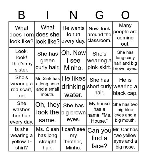 6-8 Bingo Card