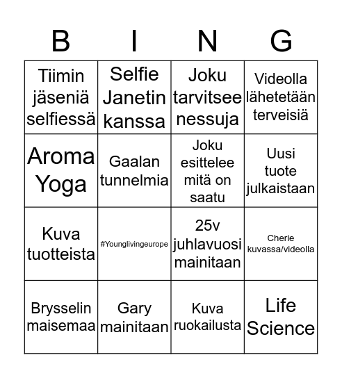 Brysselin Convention Bingo Card