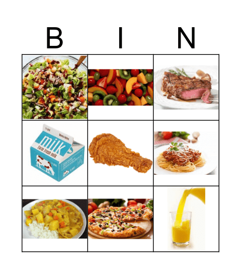 FOOD BINGO! Bingo Card