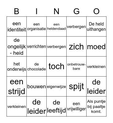 Wie is jouw superheld? Bingo Card