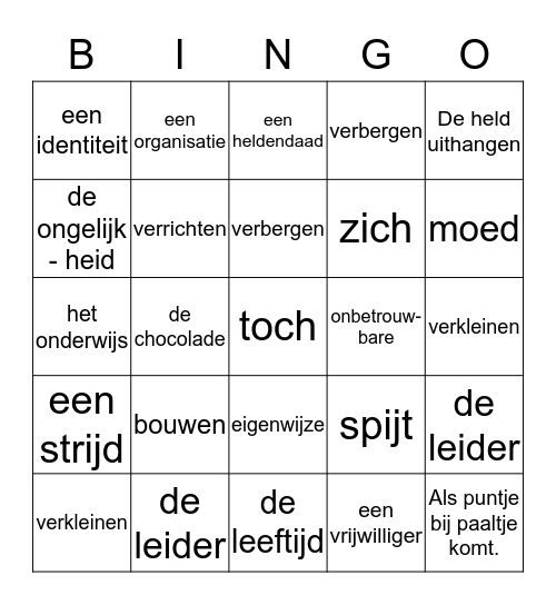 Wie is jouw superheld? Bingo Card