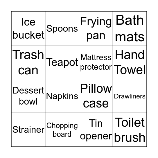 Andrea's Bridal Bingo Card