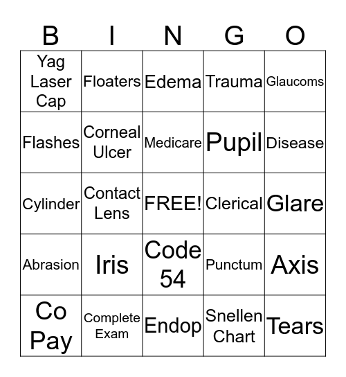 Ophthalmology Bingo Card