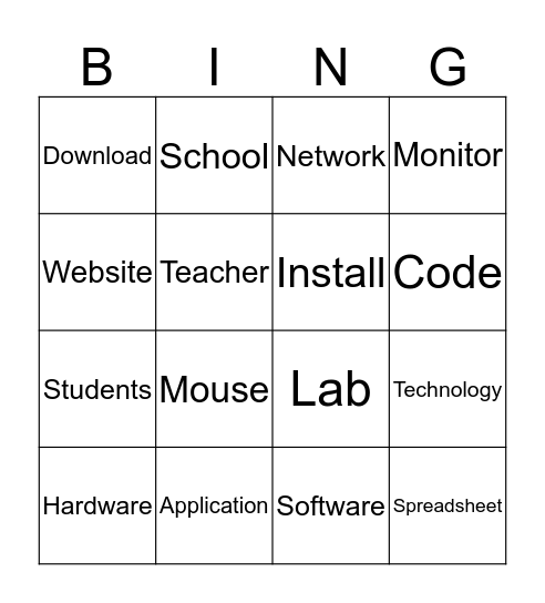 Information Technology BINGO Card