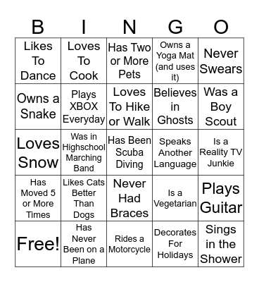 People Bingo Card