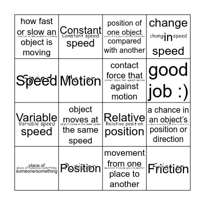 Science Review Bingo Card