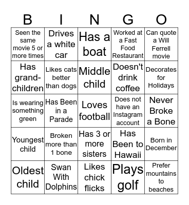 People Bingo  Bingo Card