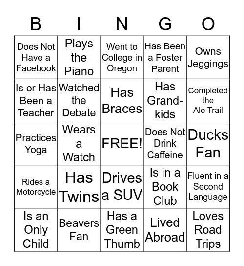 Independent Living Retreat Bingo Card