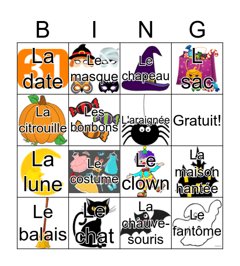 Bingo d'halloween Bingo Card