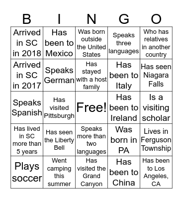 Find someone who... Bingo Card