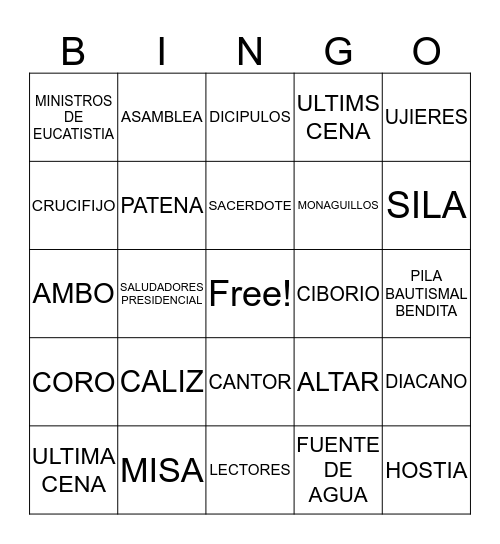 MISA Bingo Card