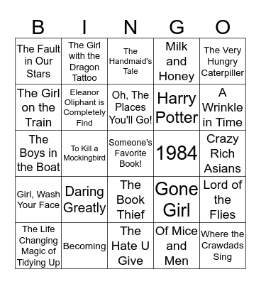 Bestseller Bingo Card