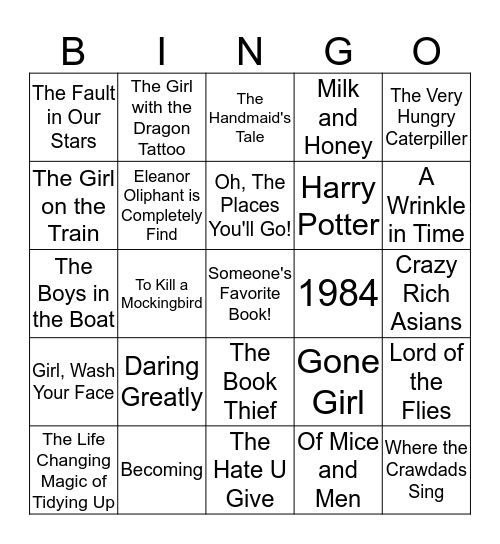 Bestseller Bingo Card