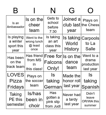 LS Prep Bingo! Bingo Card