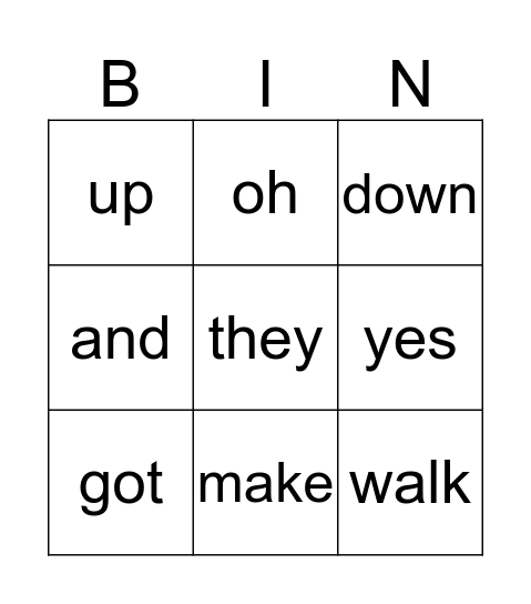 "Ants" Word Power Words Bingo Card