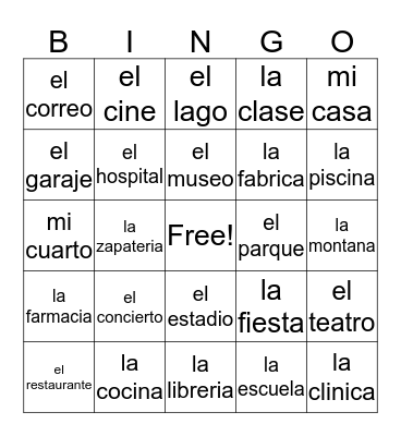 Bingo de “Voy a ...” Bingo Card