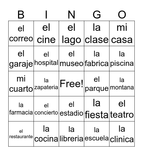 Bingo de “Voy a ...” Bingo Card
