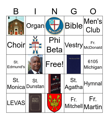 St. Edmund's Bingo Card