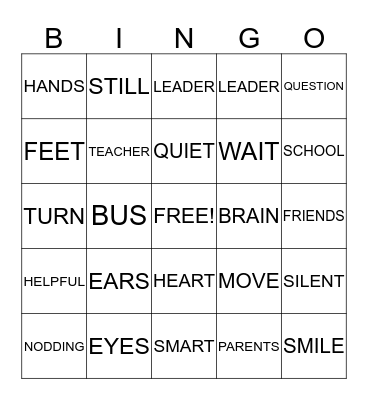 Listening Bingo Card
