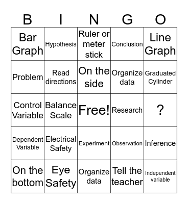 Sci Method Review Bingo Card