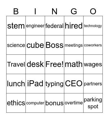 CCE STEM Bingo Card