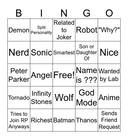 Void Bingo Card