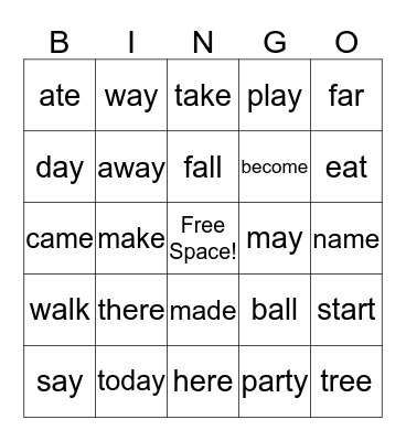 High Frequency Words: List 3 Bingo Card