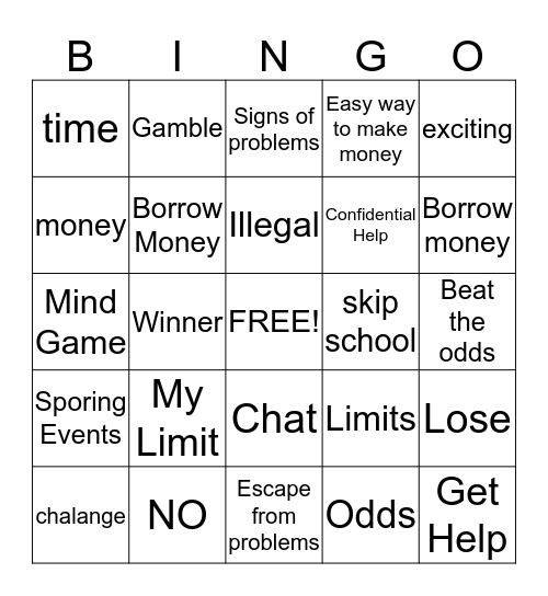Gambling 2 Bingo Card