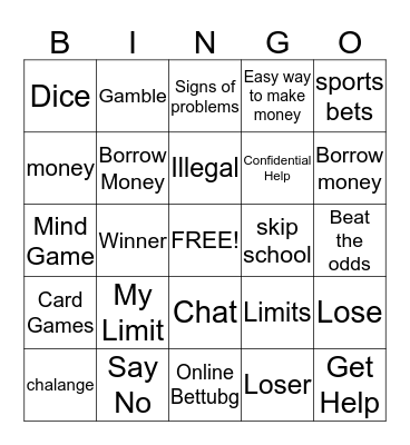 Gambling 3 Bingo Card