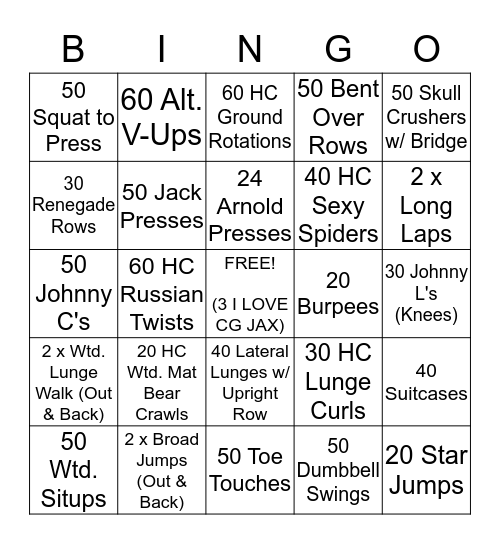 CG BLACKOUT BINGO! Bingo Card