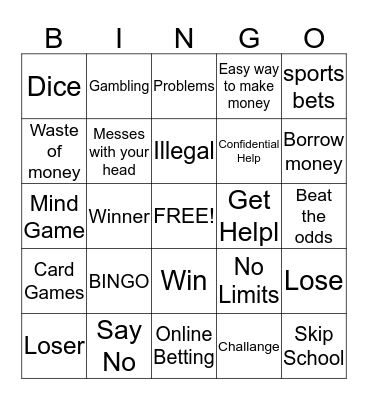 Gambling 4 Bingo Card