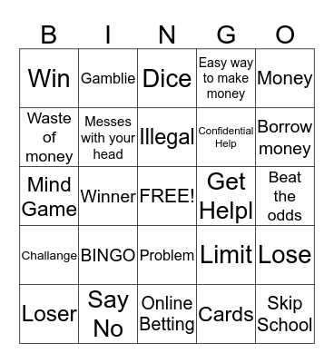 Gambling Bingo Card