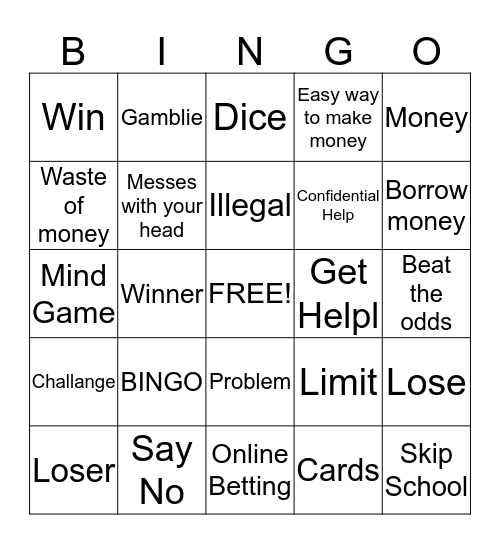 Gambling Bingo Card