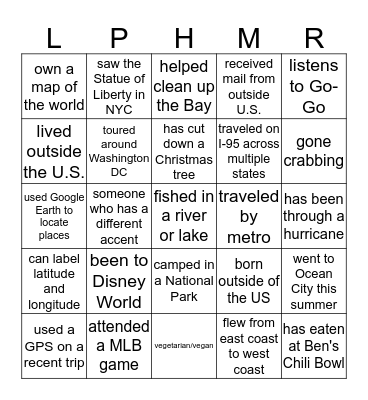 Geautographs Bingo Card