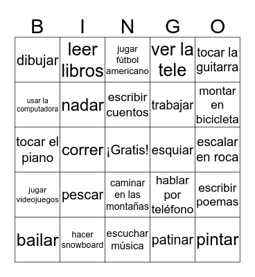 ¿Qué te gusta hacer? Bingo Card