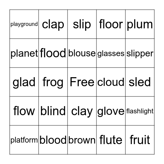 consonant blends Bingo Card
