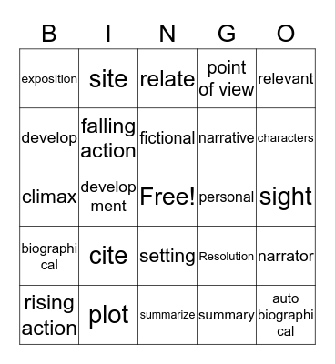 Vocabulary List 1B - 2019 Bingo Card