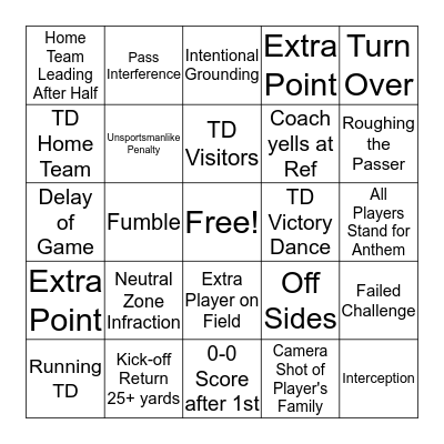 Football Bingo Card