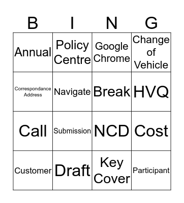 Guidewire Bingo Card