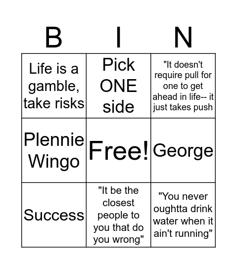 OMAM & TMWWB Bingo Card