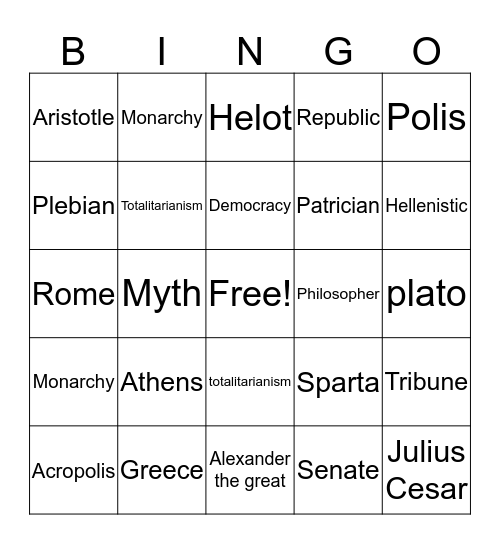 Unit 2  Bingo Card