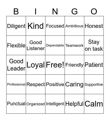 Good Employee Bingo Card