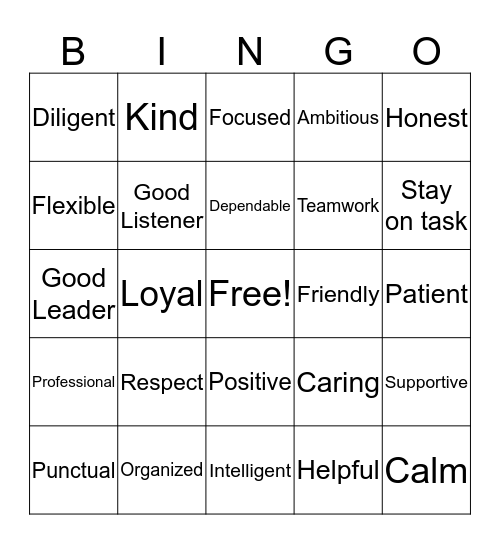 Good Employee Bingo Card