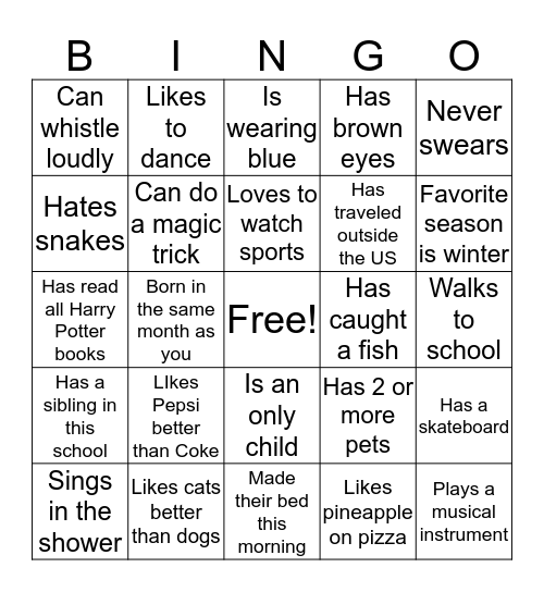 Untitled Bingo Card