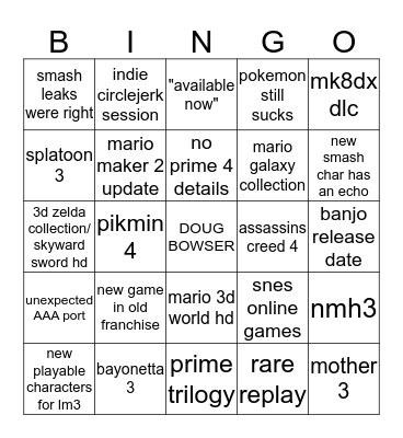 sept 19 direct Bingo Card